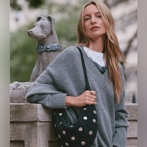 NWT Heathered Slouchy Chunky V-Neck Sweater